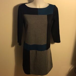 Black, teal and Gray London times mod-dress.